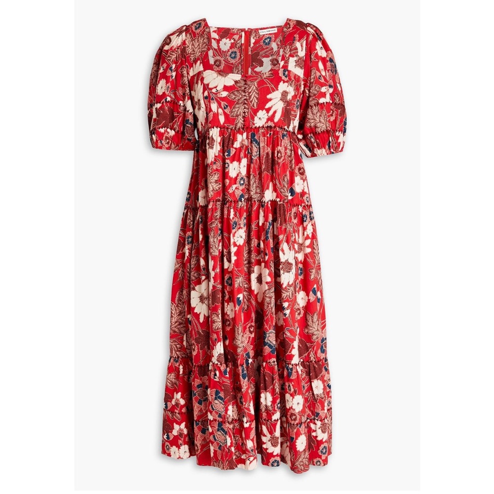 ULLA JOHNSON Nora gathered floral-print cotton-blend midi dress
